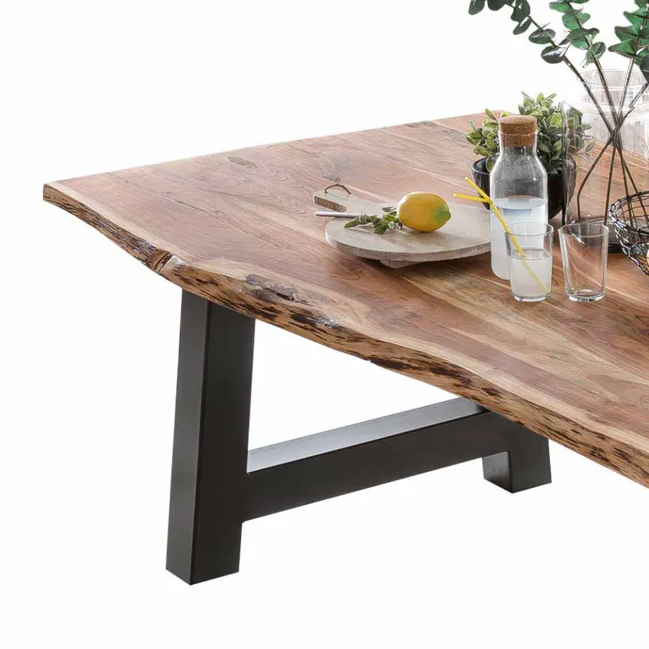 New Wohnen Loft Baumkantentisch Sadello mit Akazie Massivholz