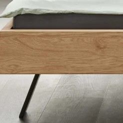 Best Wohnen Loft Bett aus Wildeiche mit Polsterkopfteil - Yunves