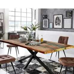 Clearance Wohnen Loft Design Tisch aus mehrfarbigen Recyclingholz - Leviza