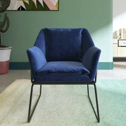 Online Wohnen Loft Designsessel in Blau Samt - Circlefun