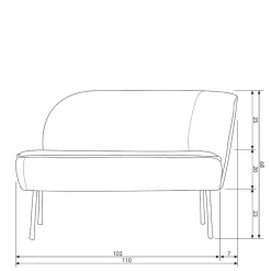 Best Wohnen Lounge Couch in Khaki mit Schwarz - Cuba