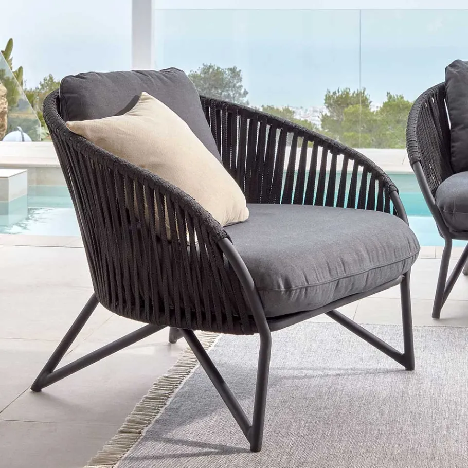 Clearance Wohnen Lounge Sessel aus Kordel Geflecht & Stahl - Magona