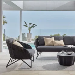 Clearance Wohnen Lounge Sessel aus Kordel Geflecht & Stahl - Magona