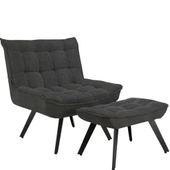 Best Wohnen Lounge Sessel mit Hocker in Anthrazit - Mook (zweiteilig)