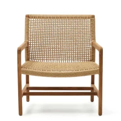 Clearance Wohnen Loungesessel aus Geflecht und Teakholz - Comrinaca