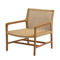 Clearance Wohnen Loungesessel aus Geflecht und Teakholz - Comrinaca