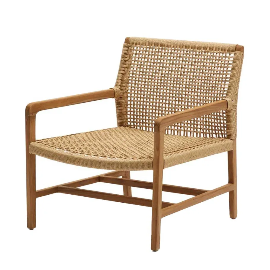 Clearance Wohnen Loungesessel aus Geflecht und Teakholz - Comrinaca