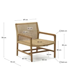 Clearance Wohnen Loungesessel aus Geflecht und Teakholz - Comrinaca