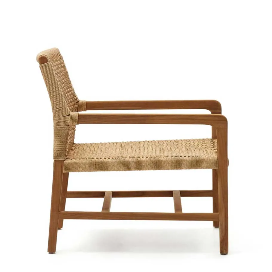 Clearance Wohnen Loungesessel aus Geflecht und Teakholz - Comrinaca