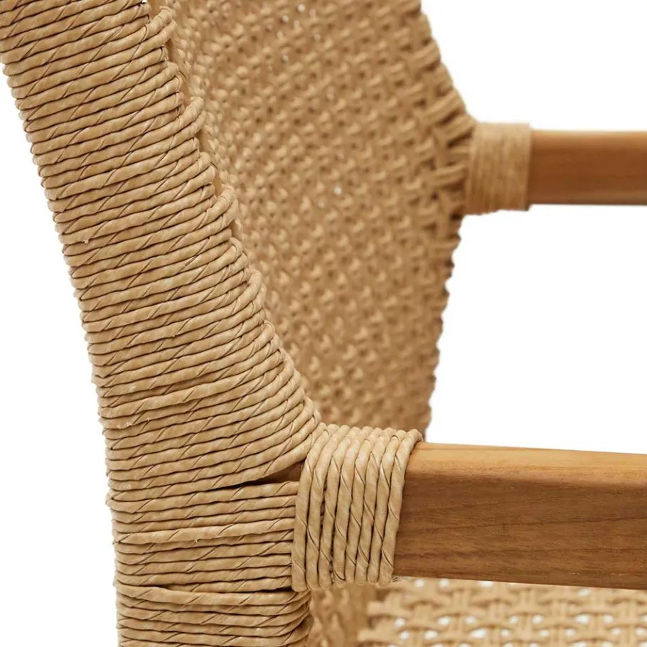 Clearance Wohnen Loungesessel aus Geflecht und Teakholz - Comrinaca