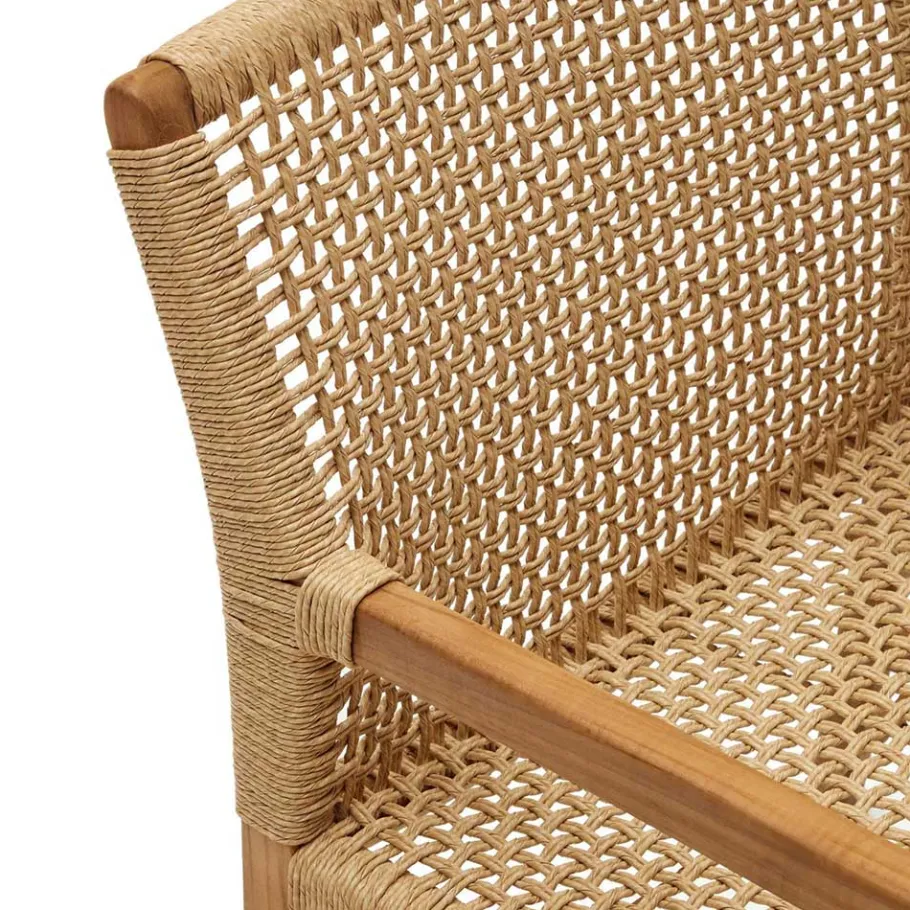 Clearance Wohnen Loungesessel aus Geflecht und Teakholz - Comrinaca