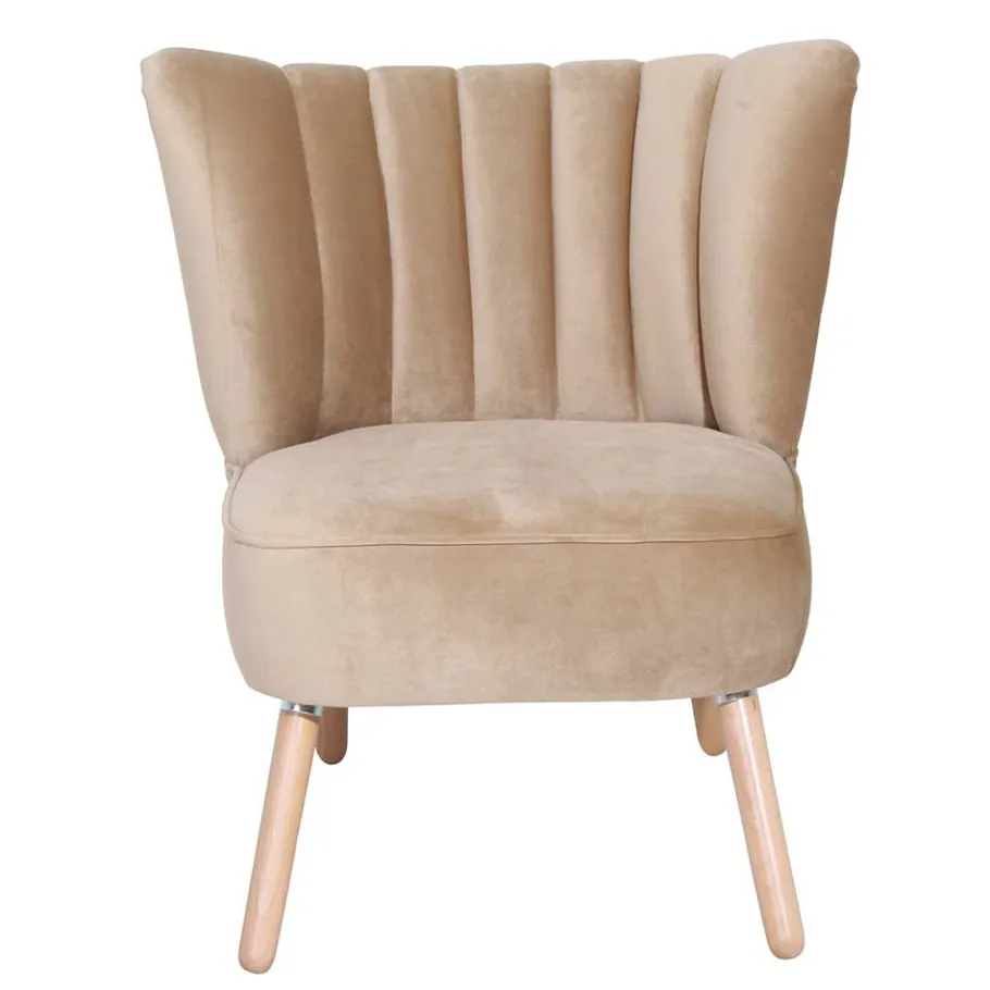 New Wohnen Loungesessel in Beige und Buche Natur - Lianzo