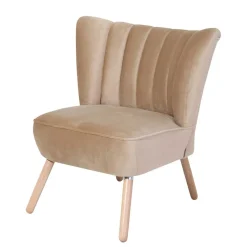 New Wohnen Loungesessel in Beige und Buche Natur - Lianzo