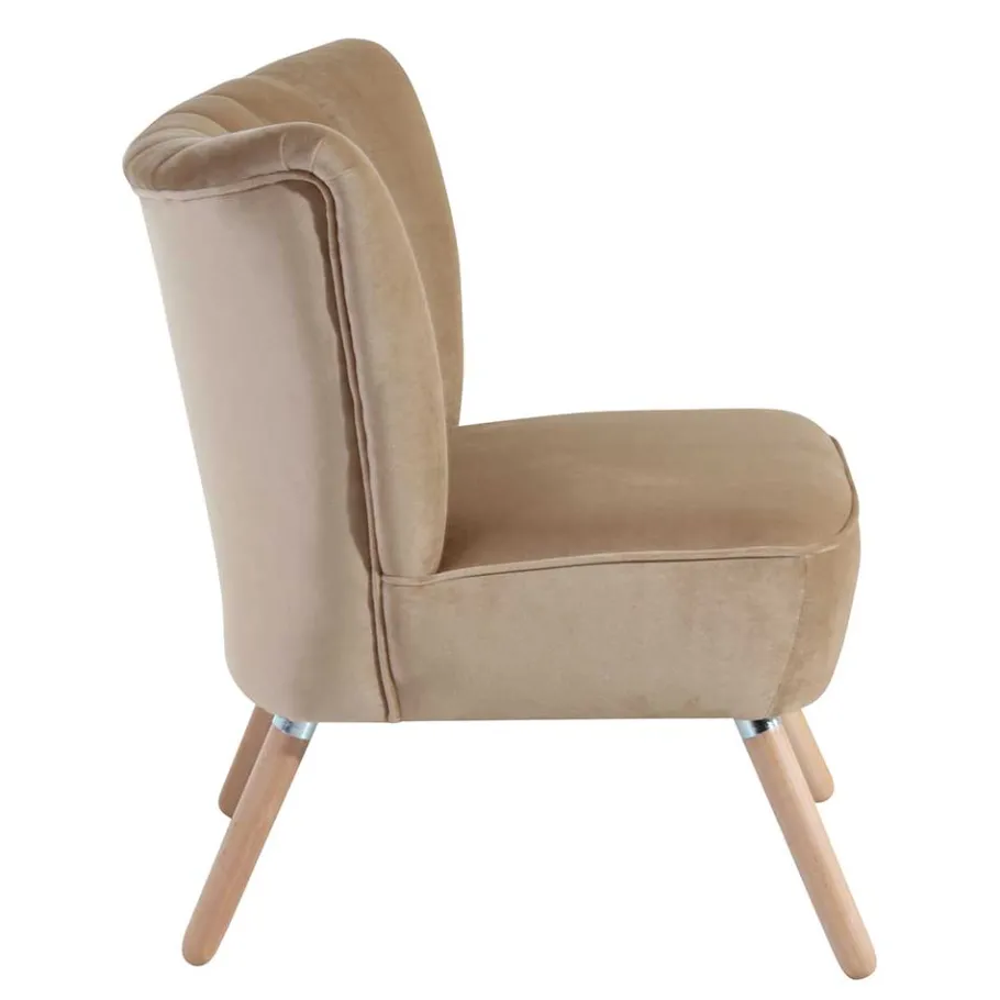 New Wohnen Loungesessel in Beige und Buche Natur - Lianzo