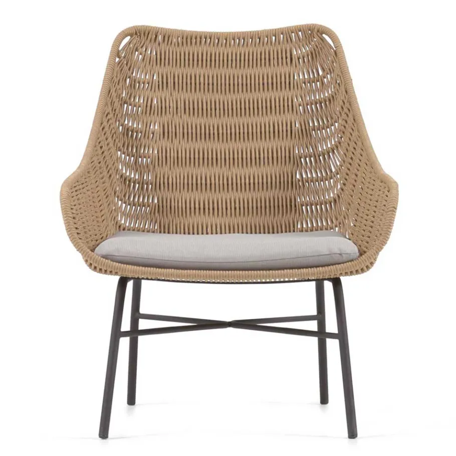 Wohnen Loungestuhl aus Kordelgeflecht in Beige - Abecra (2er Set)