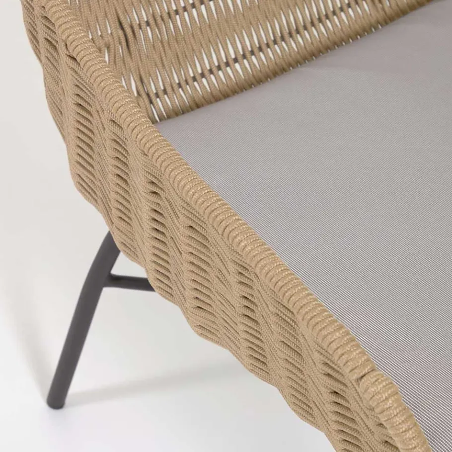 Wohnen Loungestuhl aus Kordelgeflecht in Beige - Abecra (2er Set)