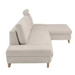 New Wohnen L-Sofa mit Schlaffunktion in Creme & Buche - Baonga