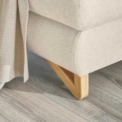 New Wohnen L-Sofa mit Schlaffunktion in Creme & Buche - Baonga