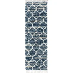Discount Wohnen Läufer Teppich in drei Größen in Blau und Creme - Addagio