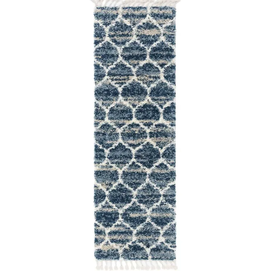 Discount Wohnen Läufer Teppich in drei Größen in Blau und Creme - Addagio