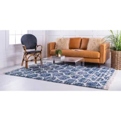 Discount Wohnen Läufer Teppich in drei Größen in Blau und Creme - Addagio