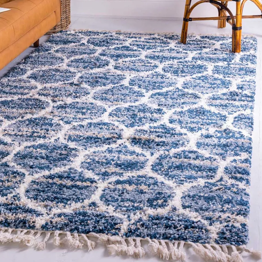 Discount Wohnen Läufer Teppich in drei Größen in Blau und Creme - Addagio