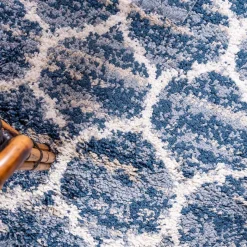 Discount Wohnen Läufer Teppich in drei Größen in Blau und Creme - Addagio
