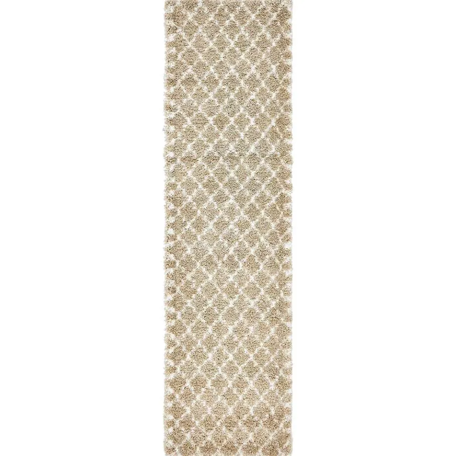 Discount Wohnen Läufer Teppich mit Kachelmuster und hohem Flor - Mocorapo