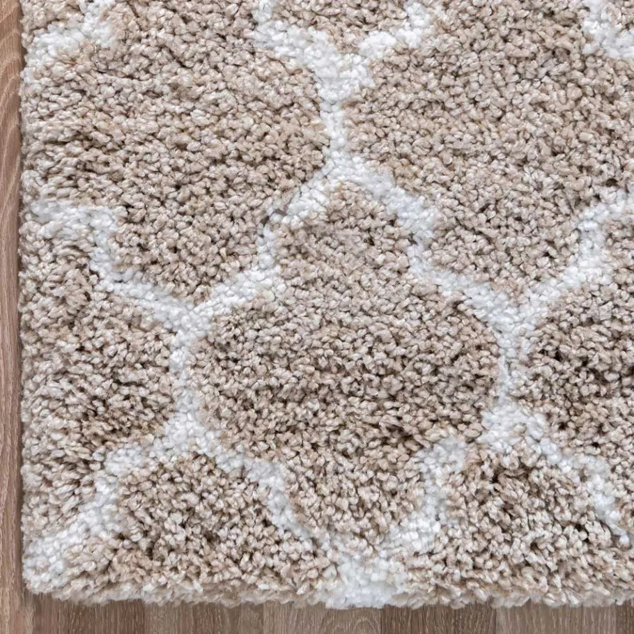 Discount Wohnen Läufer Teppich mit Kachelmuster und hohem Flor - Mocorapo