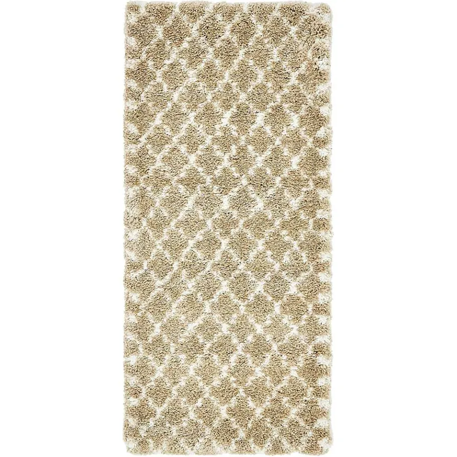 Discount Wohnen Läufer Teppich mit Kachelmuster und hohem Flor - Mocorapo