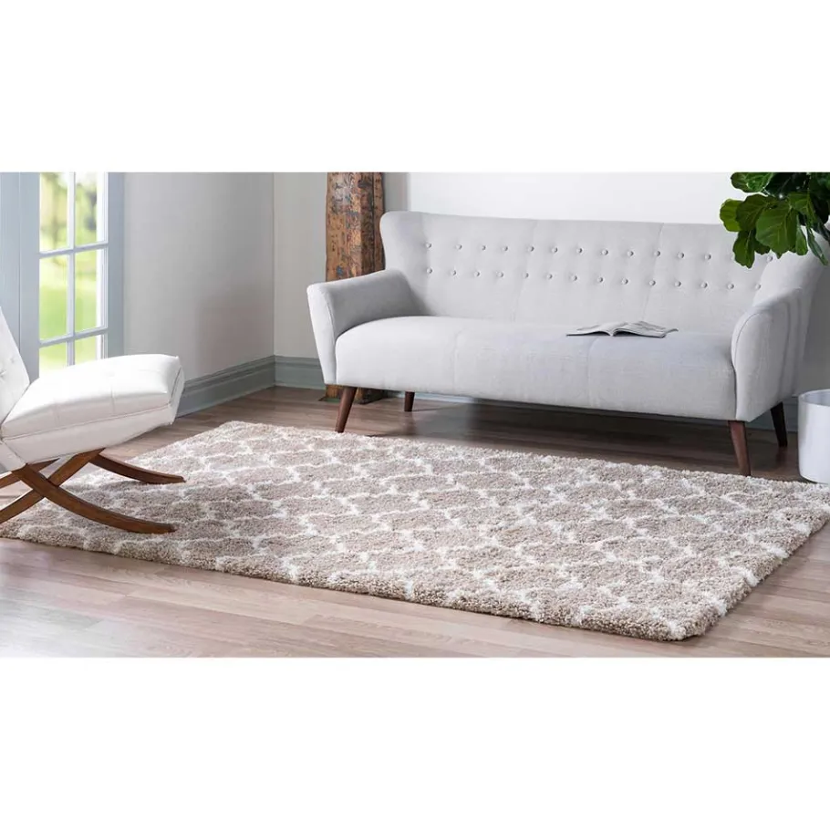 Discount Wohnen Läufer Teppich mit Kachelmuster und hohem Flor - Mocorapo