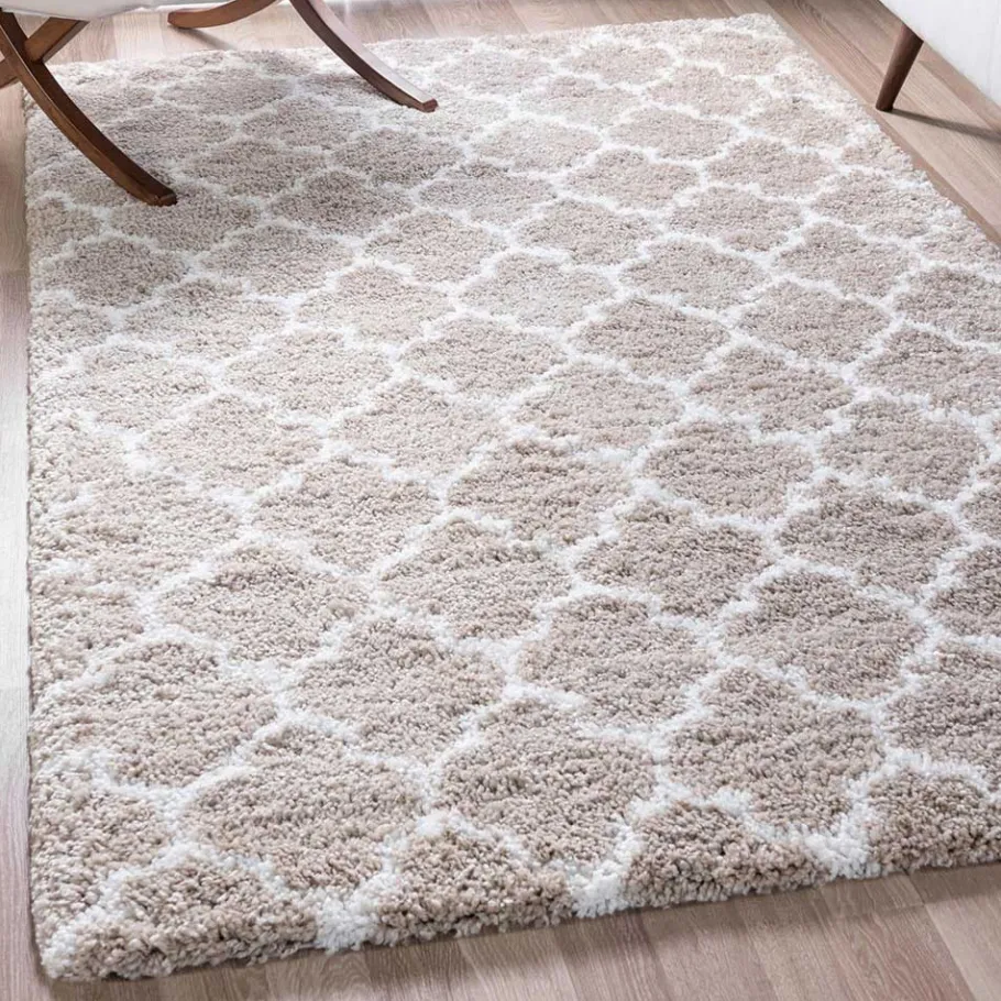 Discount Wohnen Läufer Teppich mit Kachelmuster und hohem Flor - Mocorapo