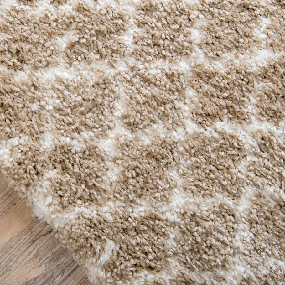 Discount Wohnen Läufer Teppich mit Kachelmuster und hohem Flor - Mocorapo
