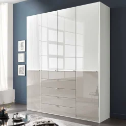 Clearance Wohnen 1,98m Kombi-Kleiderschrank mit Glasfront - Pascan