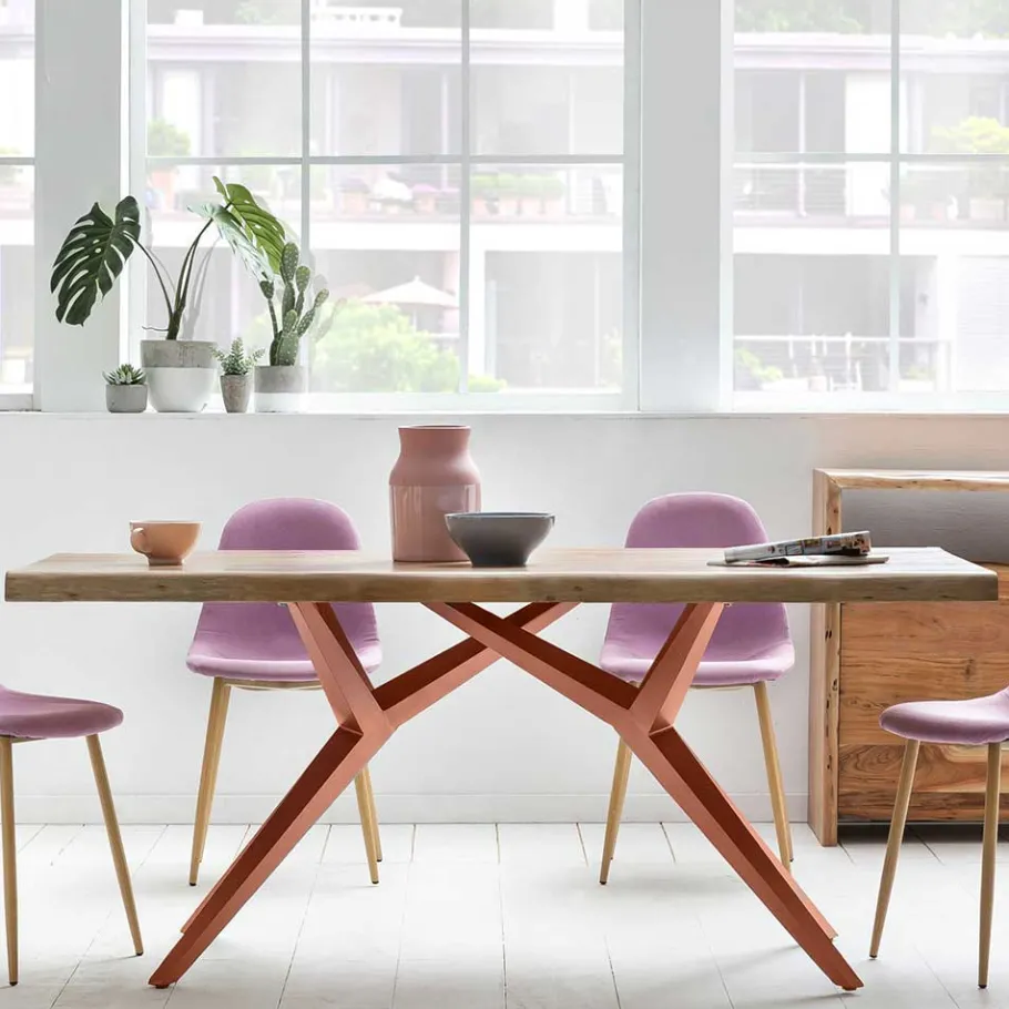 Discount Wohnen Mangoholz Essenstisch mit Eisengestell - Cemza