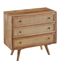 New Wohnen Mangoholz Kommode mit Rattan Geflecht Fronten - Kanados