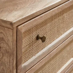 New Wohnen Mangoholz Kommode mit Rattan Geflecht Fronten - Kanados