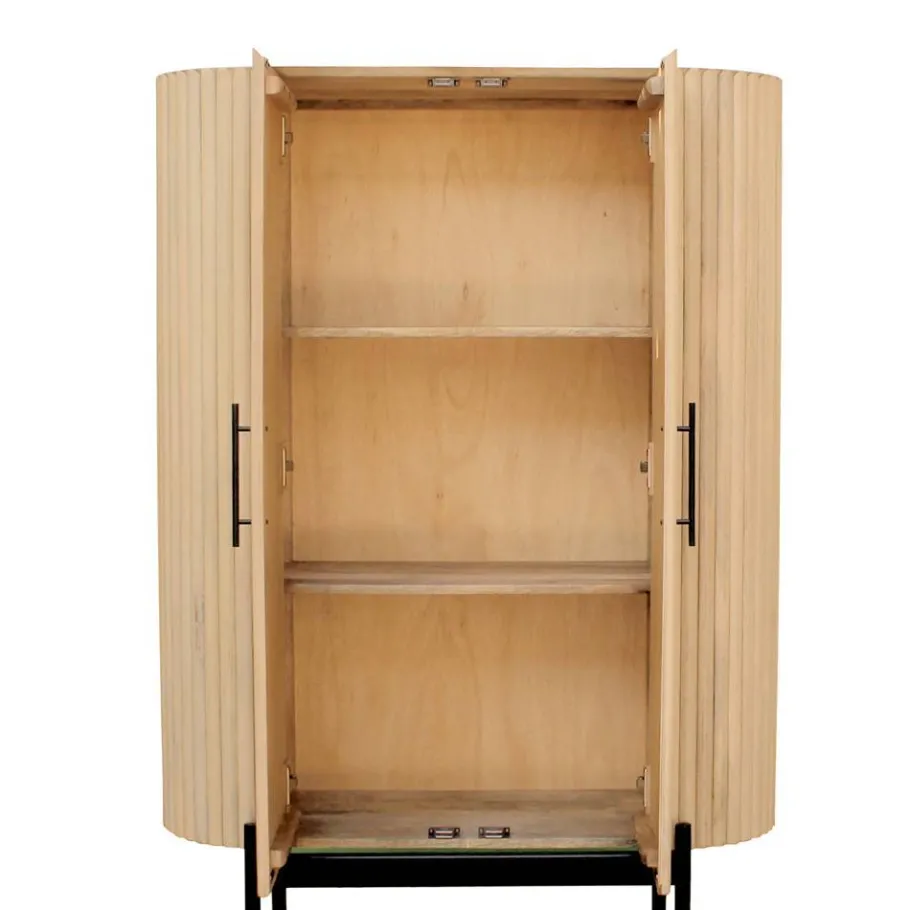 New Wohnen Mangoholz Schrank in Lamellenoptik - Dorian