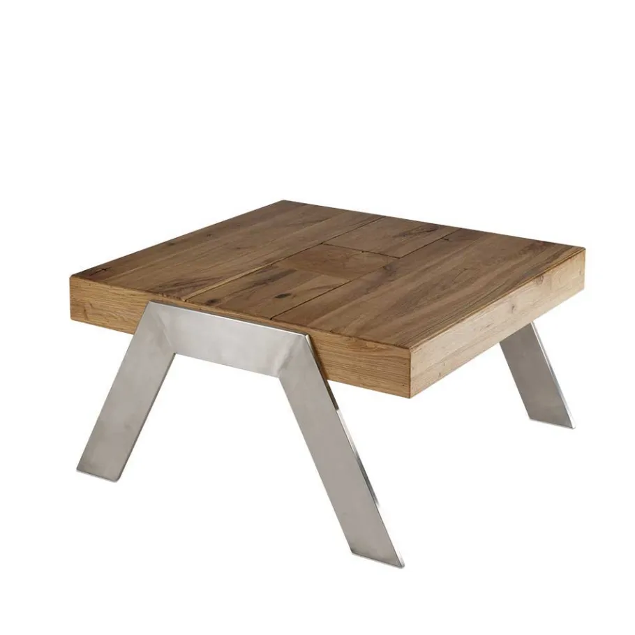 Clearance Wohnen Markanter Beistelltisch aus Wildeiche massiv Rimini Stahl Gestell