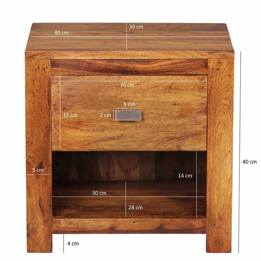 New Wohnen Markanter Nachttisch Hoslo aus Holz massiv