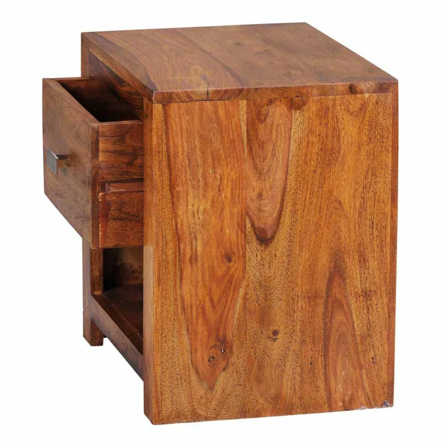 New Wohnen Markanter Nachttisch Hoslo aus Holz massiv