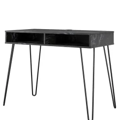 Outlet Wohnen Marmor Optik Schreibtisch in Schwarz - Siamta