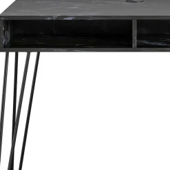 Outlet Wohnen Marmor Optik Schreibtisch in Schwarz - Siamta