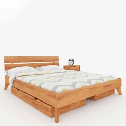 Hot Wohnen Massives Bettkasten Doppelbett in 190cm Länge - Junola