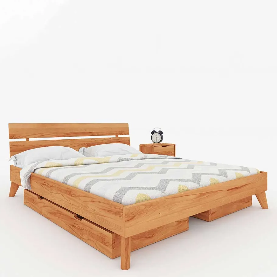 Hot Wohnen Massives Bettkasten Doppelbett in 190cm Länge - Junola