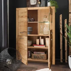 New Wohnen Massives Highboard mit vier Türen - Loitons
