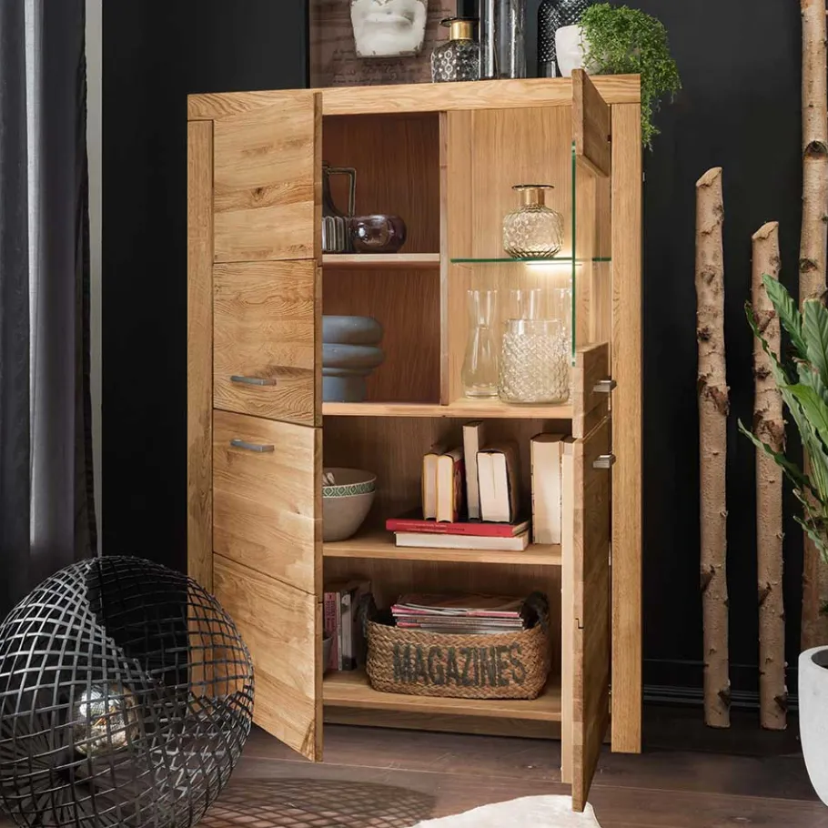 New Wohnen Massives Highboard mit vier Türen - Loitons