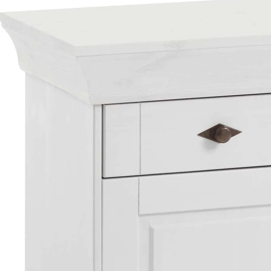 Outlet Wohnen Massives Kiefer Sideboard Satumare in Weiß