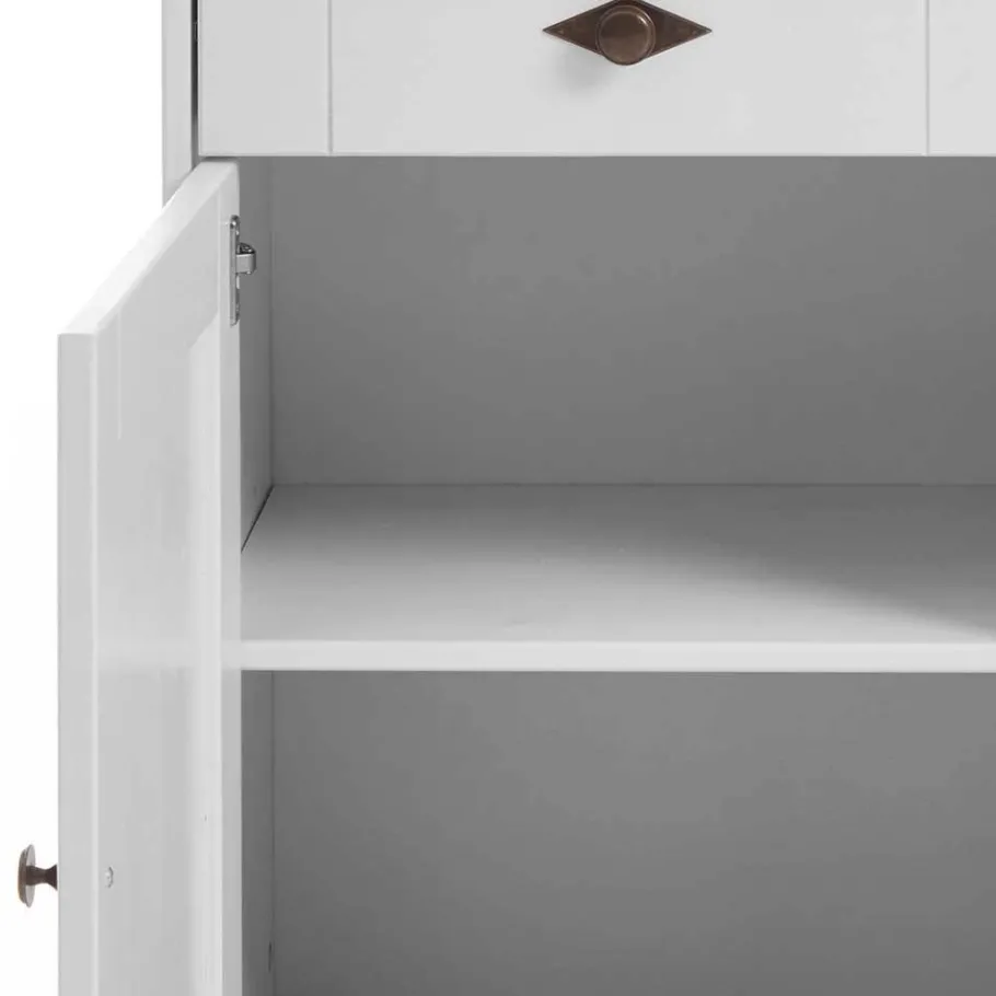 Outlet Wohnen Massives Kiefer Sideboard Satumare in Weiß
