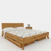 Discount Wohnen Massives Wildeiche Bett mit Schubladen - Eavy I